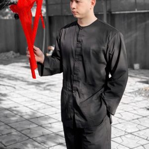 Bộ Áo Bà Ba Nam Vải Kate – Đen