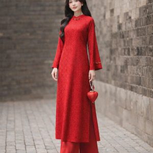 Áo Dài Cách Tân Lụa Gấm Giai Ý, Áo Dài Gấm Thiết Kế From Suông