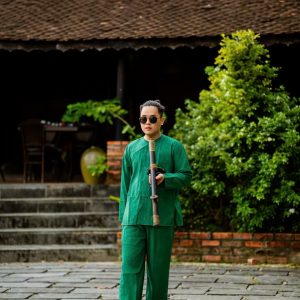 Bộ Áo Bà Ba Nam Vải Kate – Xanh Rêu