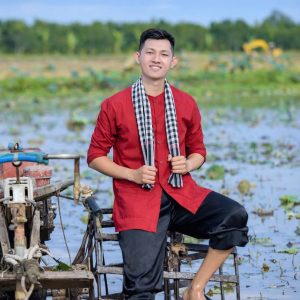 Bộ Áo Bà Ba Nam Vải Kate Phối Đỏ Đen