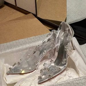 Giày Cao Gót Nữ Đính Đá Gót Nhọn 9cm