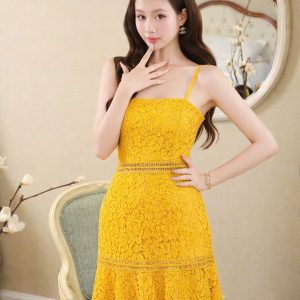 Đầm 2 Dây Phối Ren Thanh Lịch