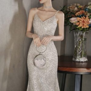 Đầm Dạ Hội Kim Tuyến Đuôi Cá