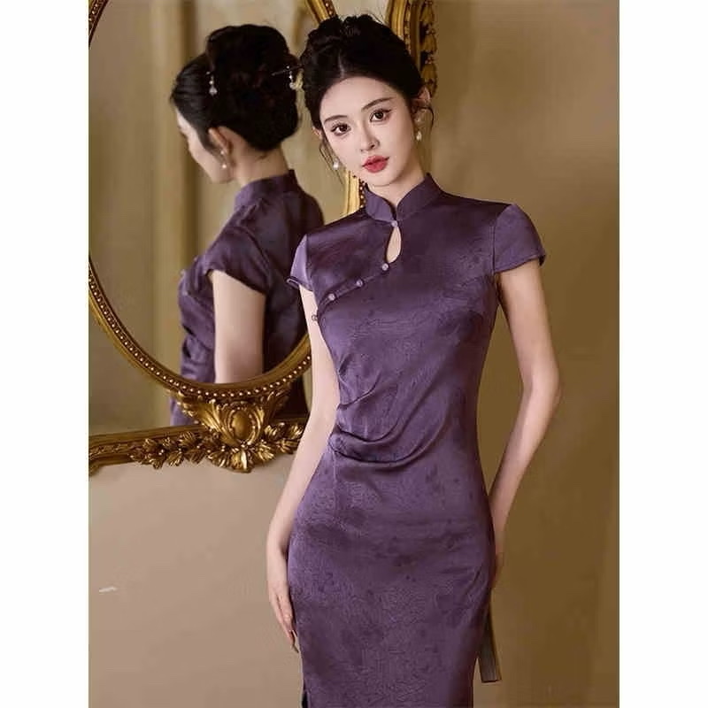 Sườn Xám Velvet Amethyst – Kiêu Sa Quý Phái - Ảnh 2