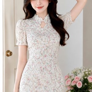 Sườn Xám Hoa Nhí Dịu Dàng Phong Cách Tiểu Thư - NA08
