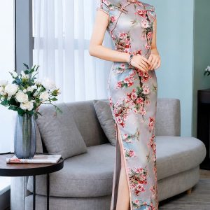 Sườn Xám Mai Hồng Ánh Bạc
